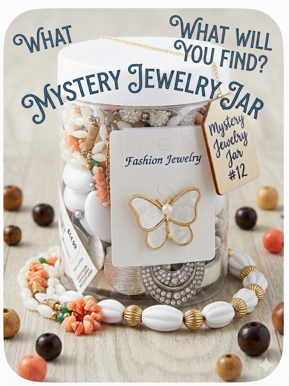 Mystery Jewelry Jar #12 – Coastal Glam Butterfly Treasure Mix 🦋✨🤍